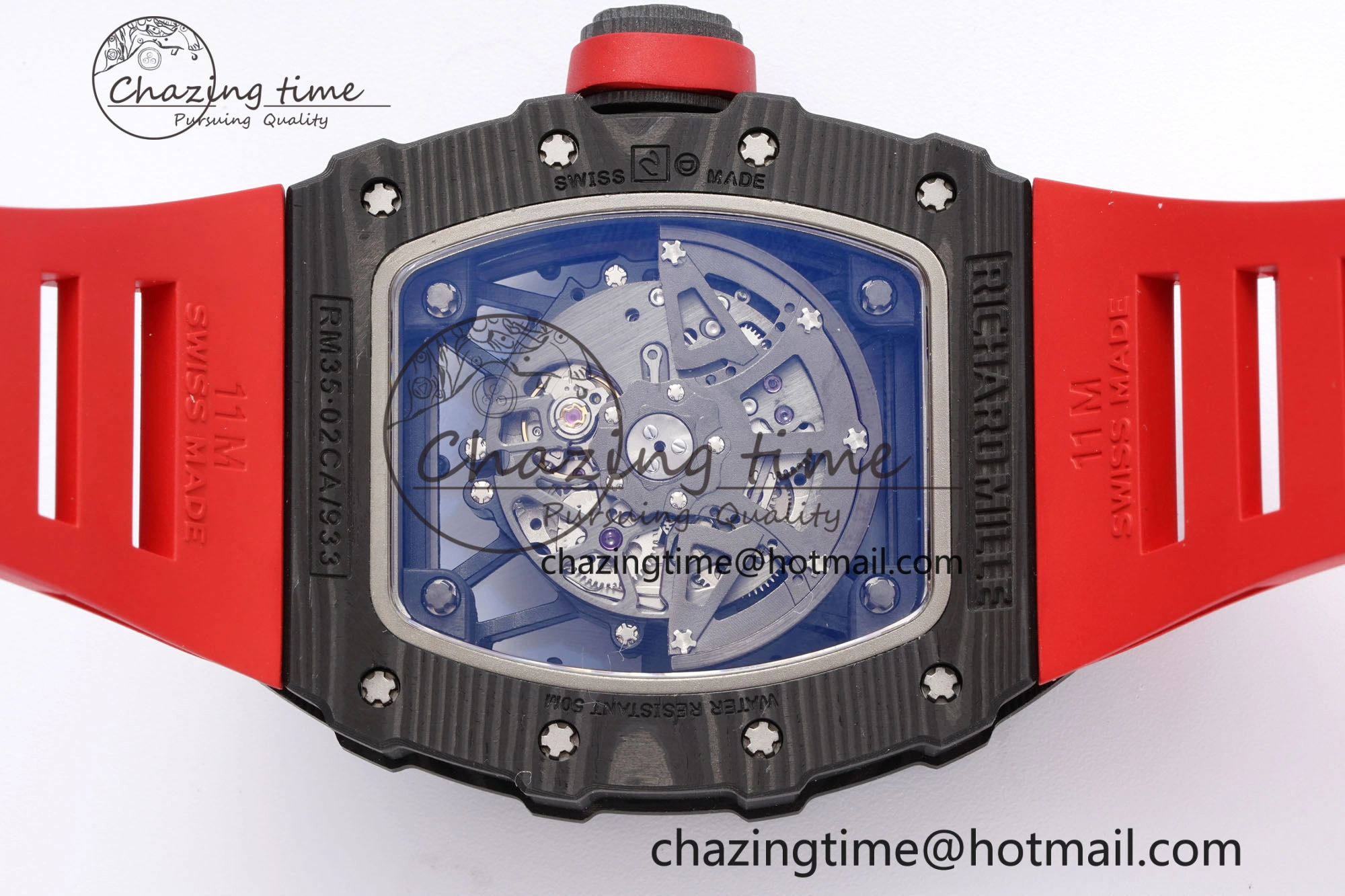 RM035-02 Real NTPT ZF 1:1 Best Edition Skeleton Dial on Red Rubber Strap NH05A V3+