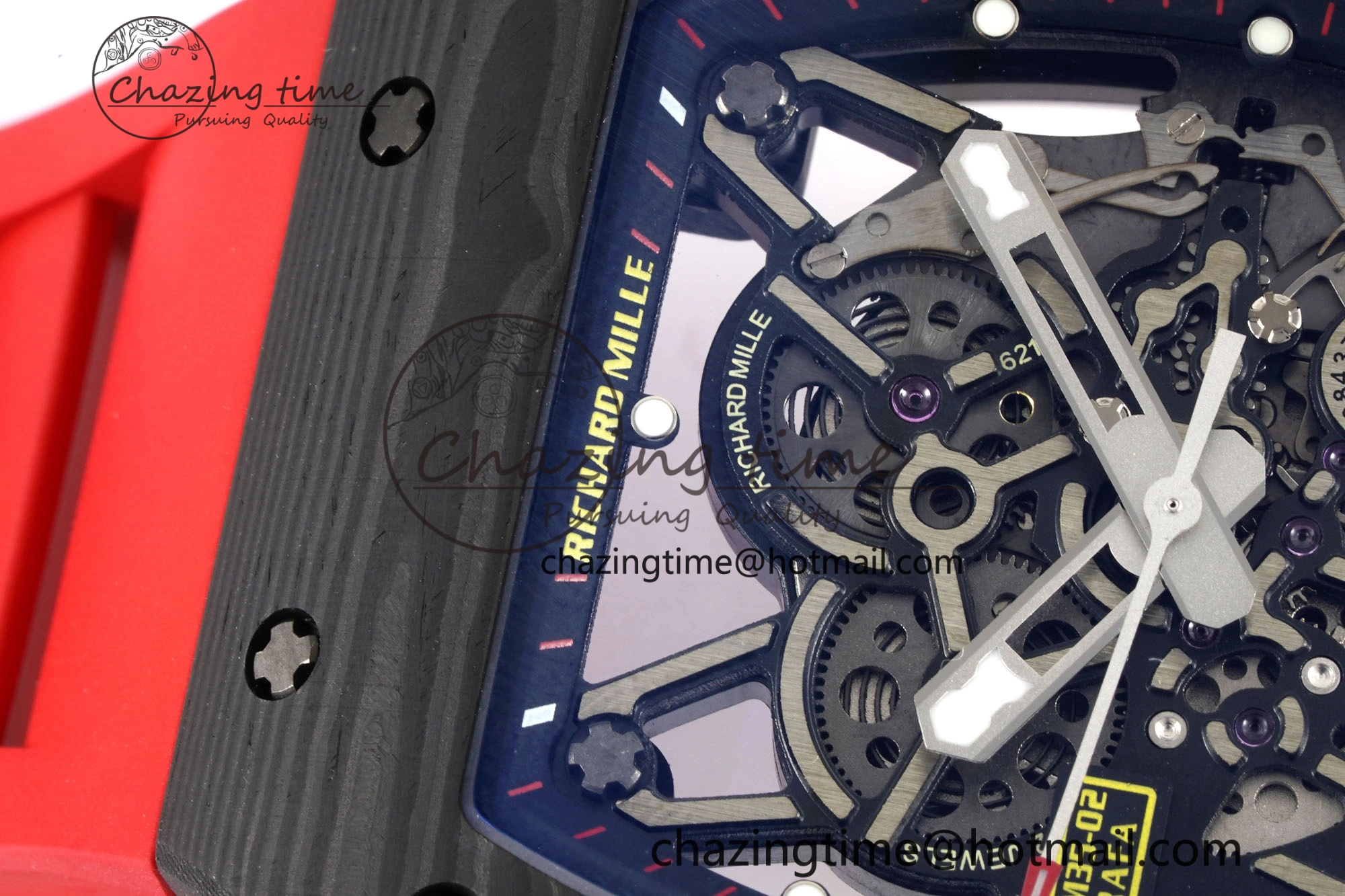 RM035-02 Real NTPT ZF 1:1 Best Edition Skeleton Dial on Red Rubber Strap NH05A V3+