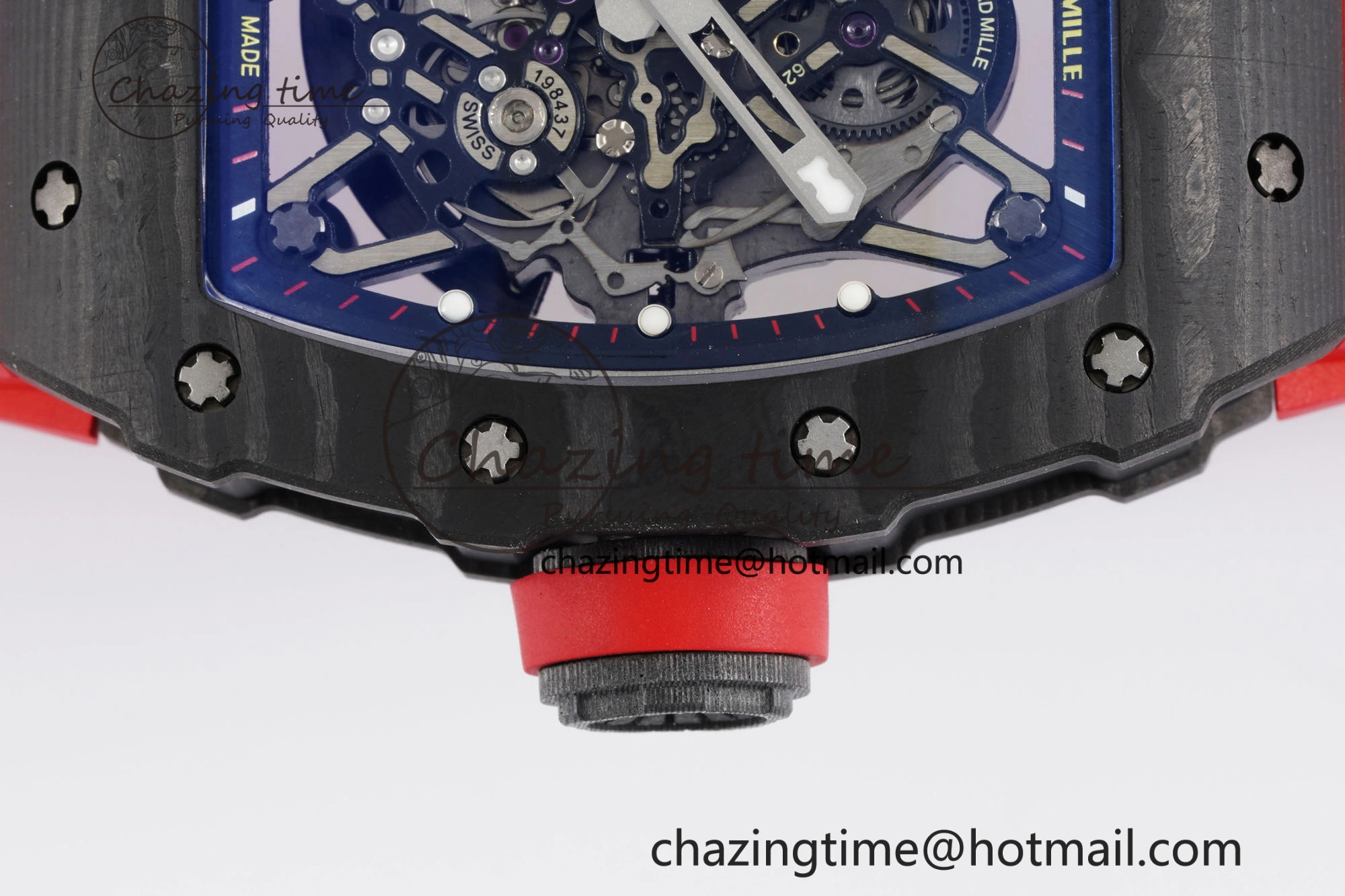 RM035-02 Real NTPT ZF 1:1 Best Edition Skeleton Dial on Red Rubber Strap NH05A V3+