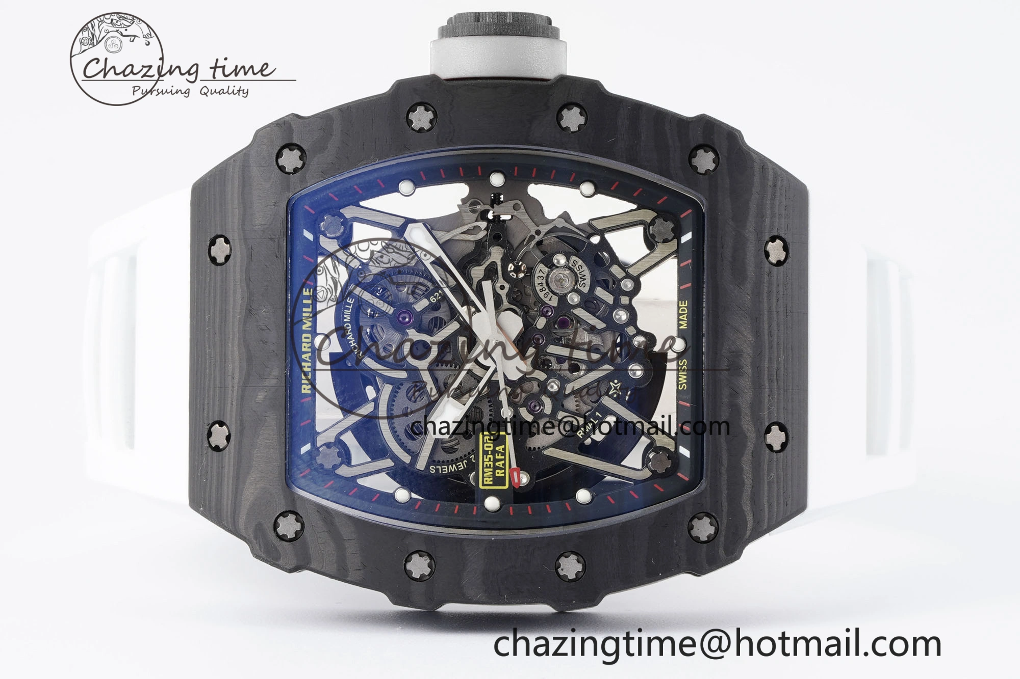 RM035-02 Real NTPT ZF 1:1 Best Edition Skeleton Dial on White Rubber Strap NH05A V3+