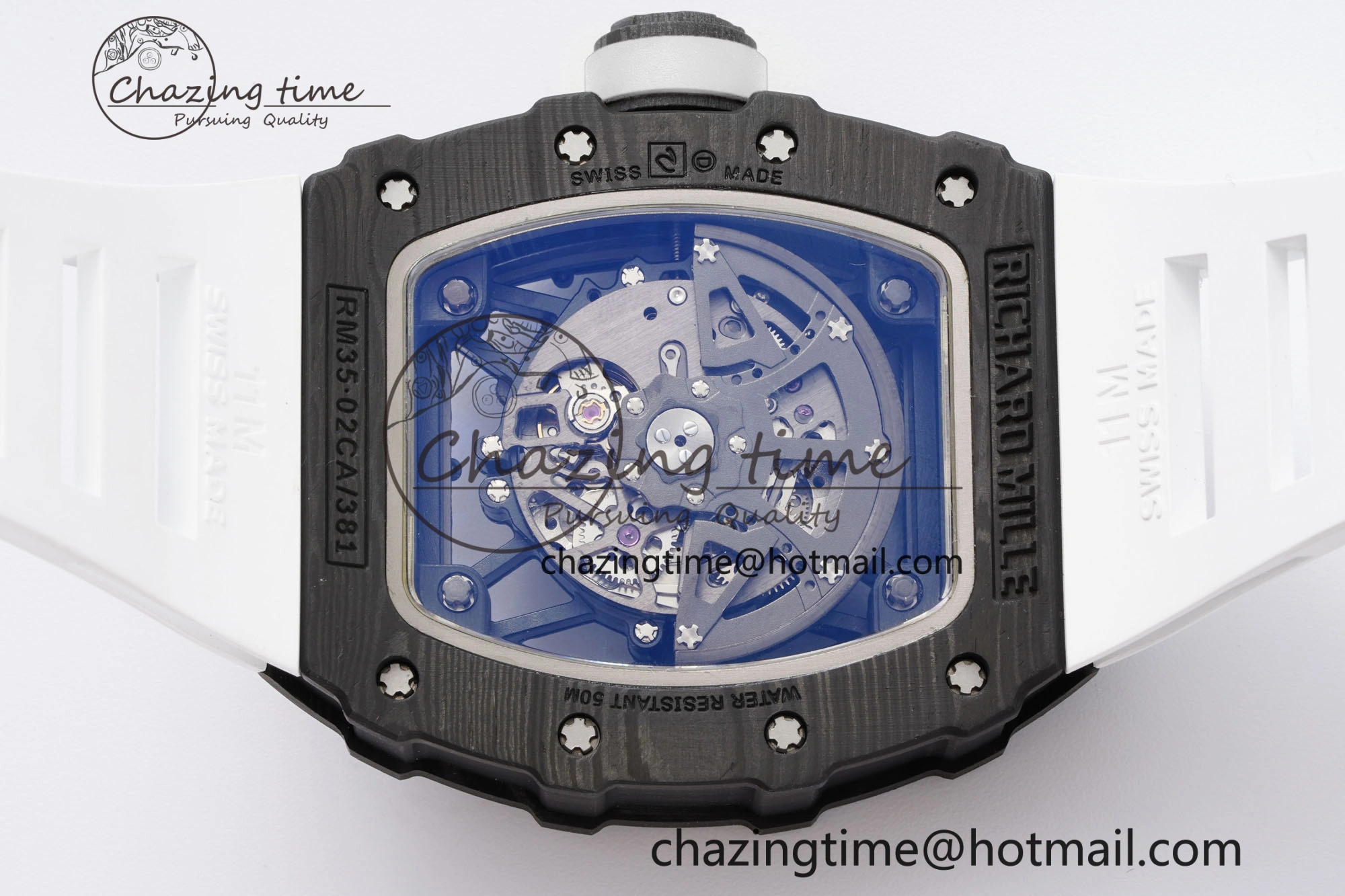 RM035-02 Real NTPT ZF 1:1 Best Edition Skeleton Dial on White Rubber Strap NH05A V3+