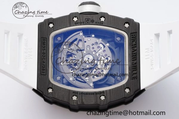 RM035-02 Real NTPT ZF 1:1 Best Edition Skeleton Dial on White Rubber Strap NH05A V3+