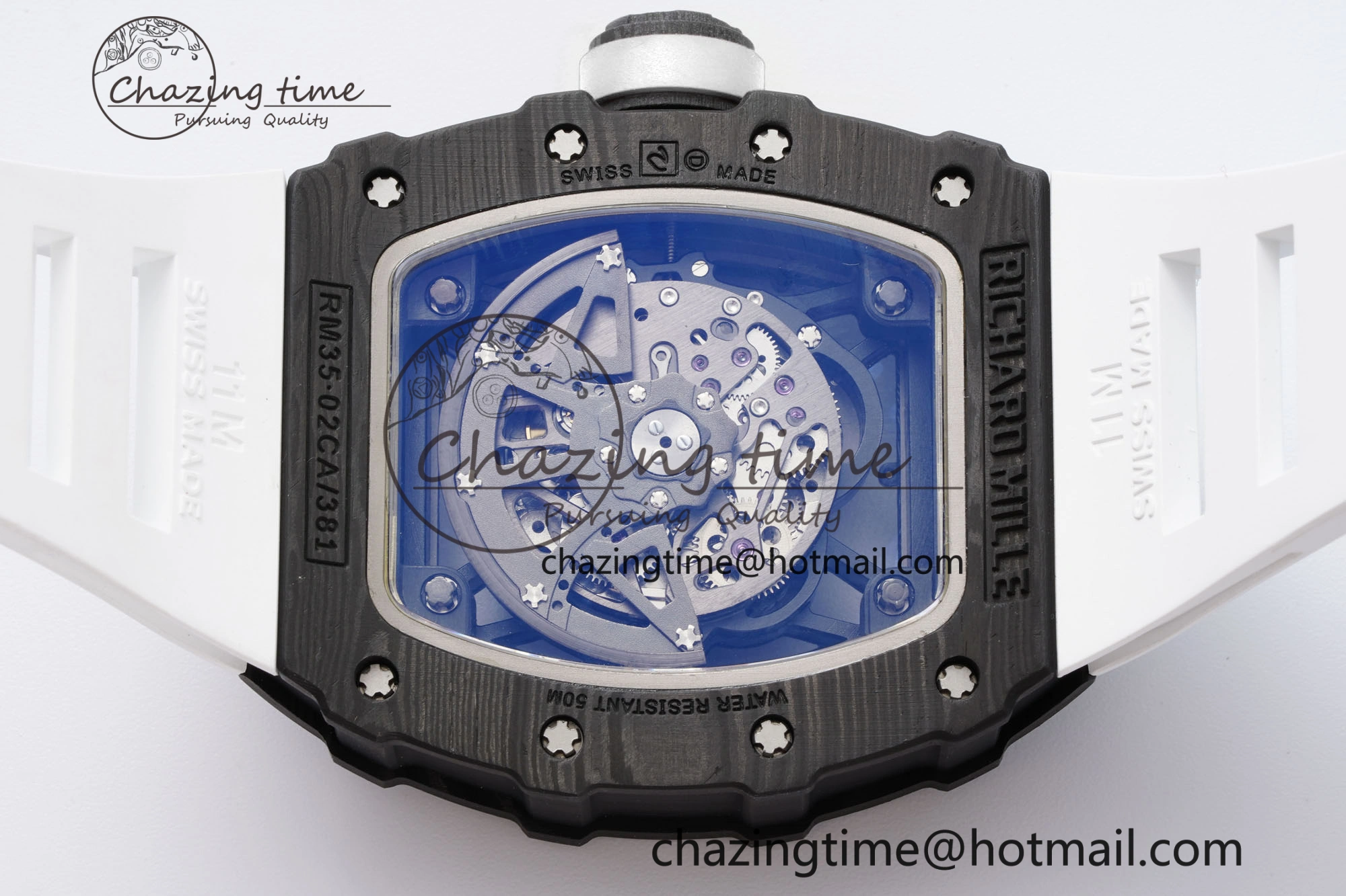 RM035-02 Real NTPT ZF 1:1 Best Edition Skeleton Dial on White Rubber Strap NH05A V3+