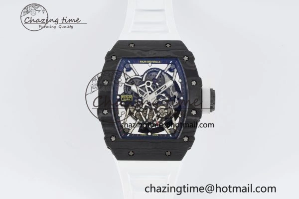 RM035-02 Real NTPT ZF 1:1 Best Edition Skeleton Dial on White Rubber Strap NH05A V3+