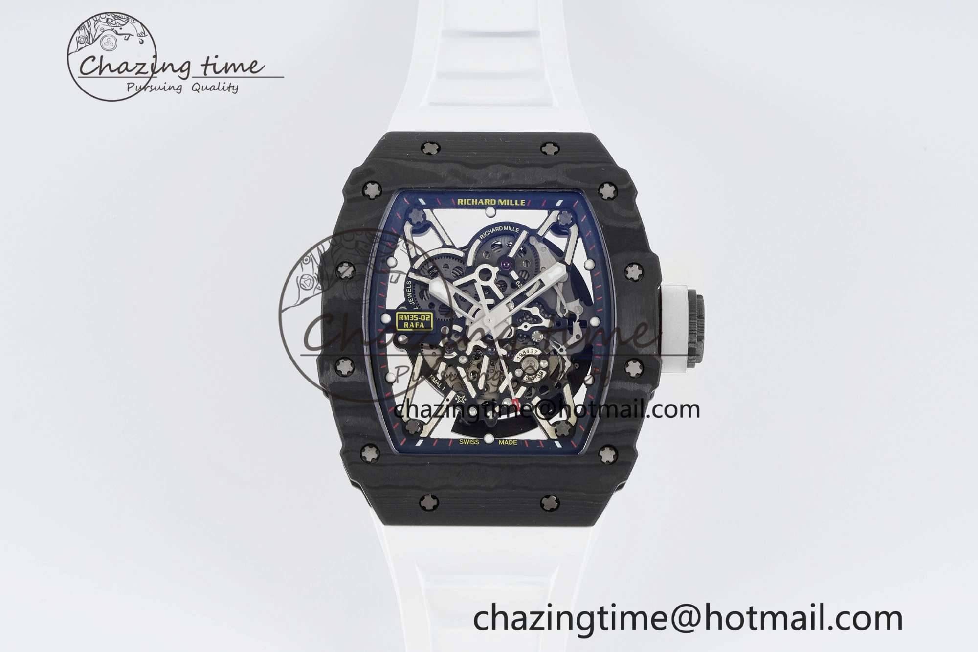 RM035-02 Real NTPT ZF 1:1 Best Edition Skeleton Dial on White Rubber Strap NH05A V3+