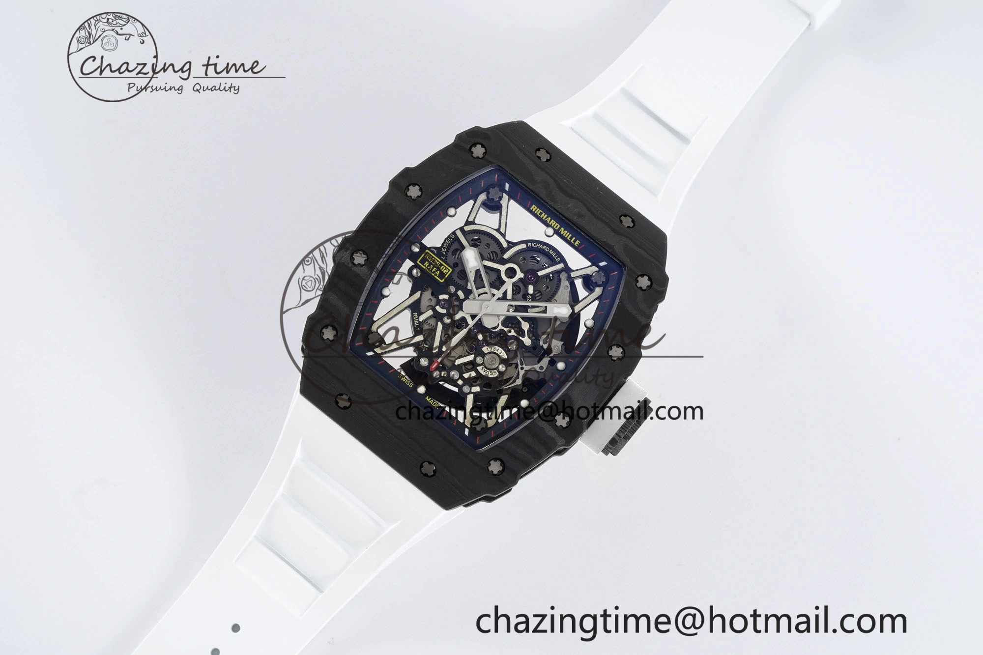 RM035-02 Real NTPT ZF 1:1 Best Edition Skeleton Dial on White Rubber Strap NH05A V3+