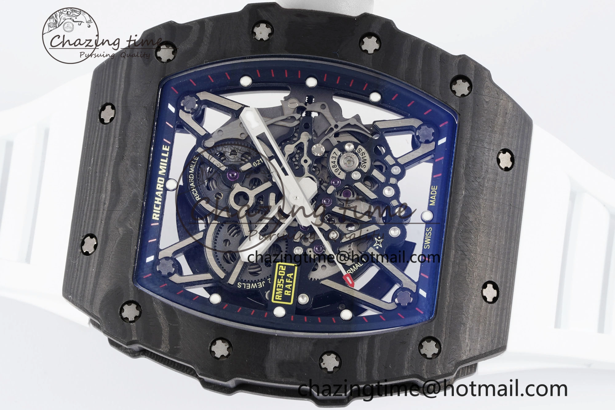 RM035-02 Real NTPT ZF 1:1 Best Edition Skeleton Dial on White Rubber Strap NH05A V3+