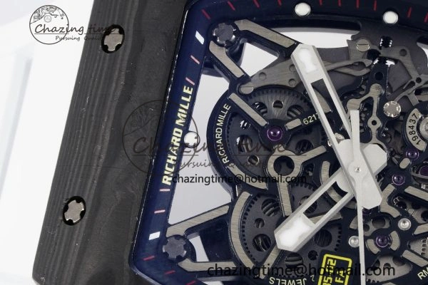 RM035-02 Real NTPT ZF 1:1 Best Edition Skeleton Dial on White Rubber Strap NH05A V3+