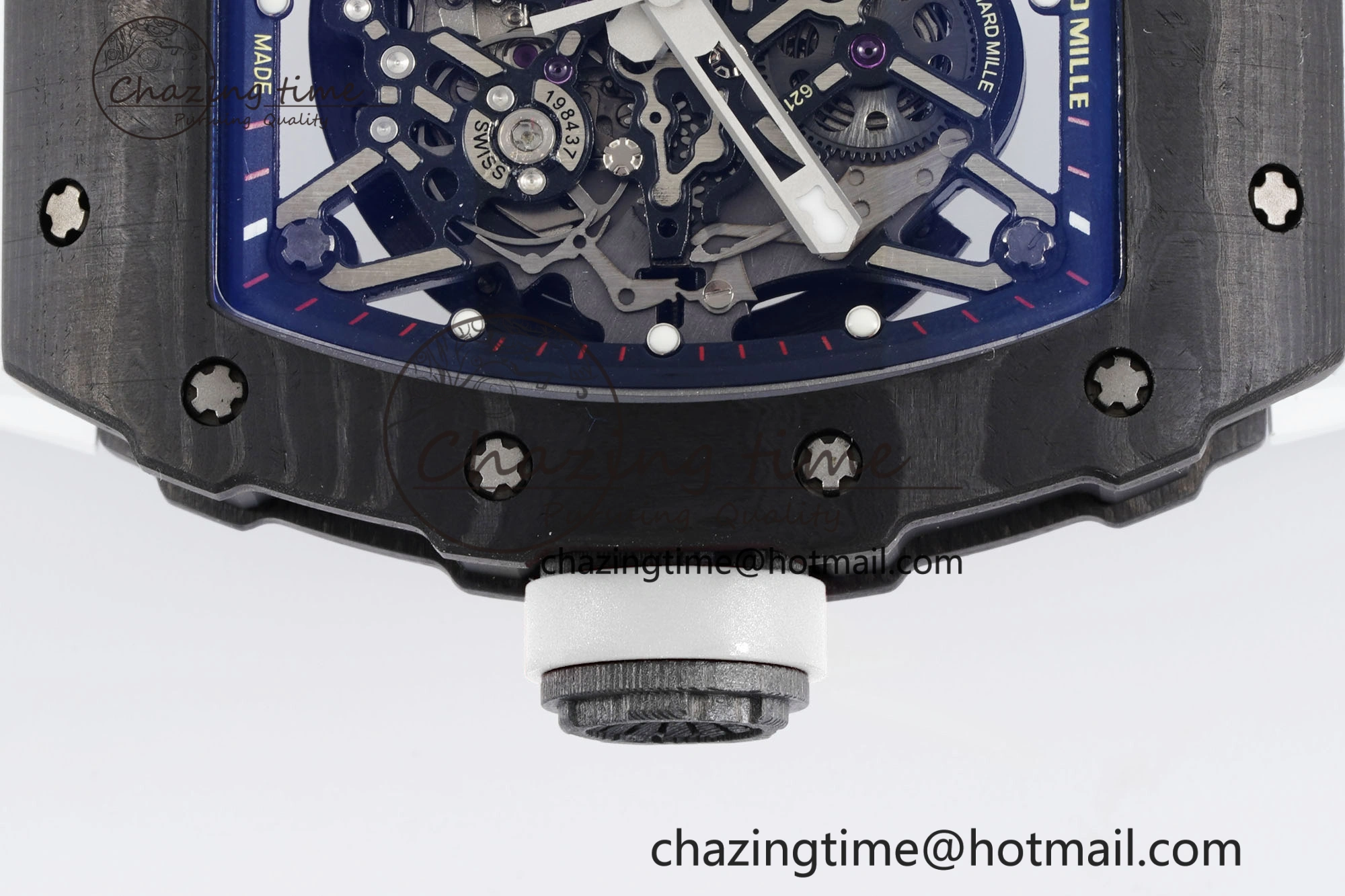 RM035-02 Real NTPT ZF 1:1 Best Edition Skeleton Dial on White Rubber Strap NH05A V3+