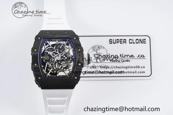 RM035-02 Real NTPT ZF 1:1 Best Edition Skeleton Dial on White Rubber Strap NH05A V3+