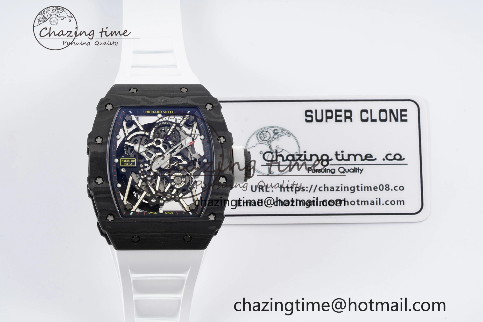 RM035-02 Real NTPT ZF 1:1 Best Edition Skeleton Dial on White Rubber Strap NH05A V3+