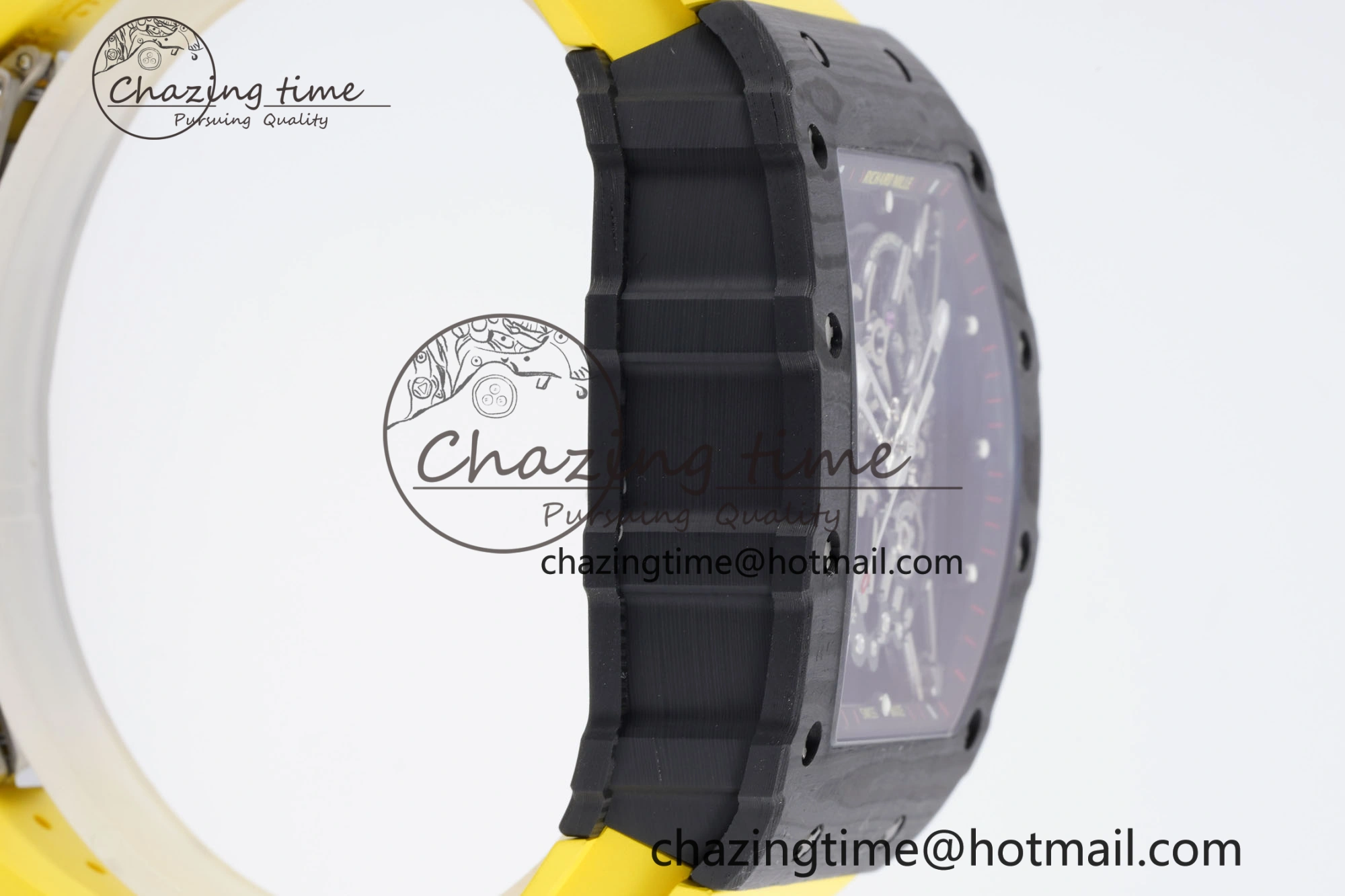 RM035-02 Real NTPT ZF 1:1 Best Edition Skeleton Dial on Yellow Rubber Strap NH05A V3+