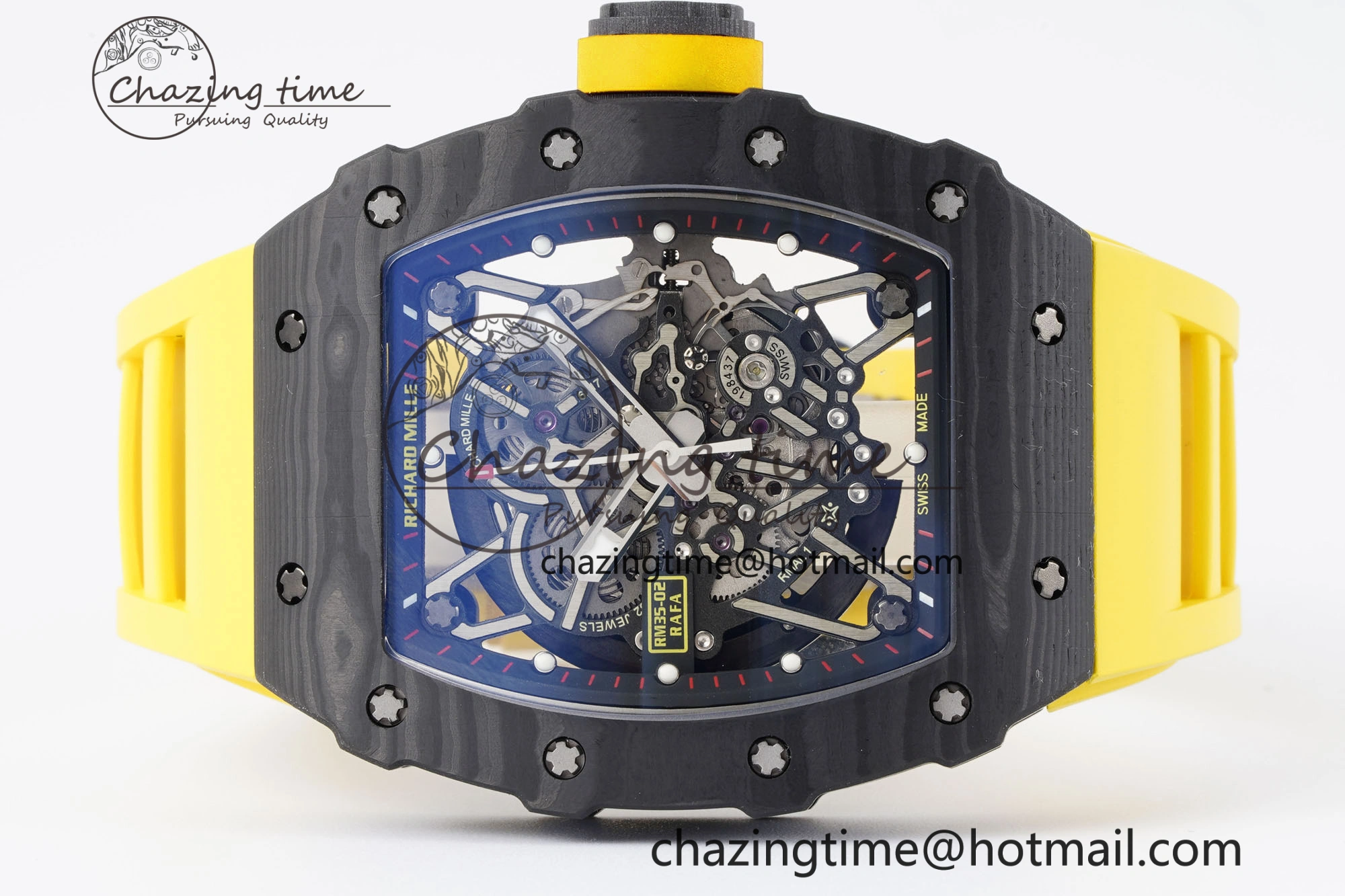 RM035-02 Real NTPT ZF 1:1 Best Edition Skeleton Dial on Yellow Rubber Strap NH05A V3+