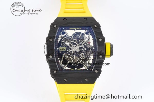 RM035-02 Real NTPT ZF 1:1 Best Edition Skeleton Dial on Yellow Rubber Strap NH05A V3+