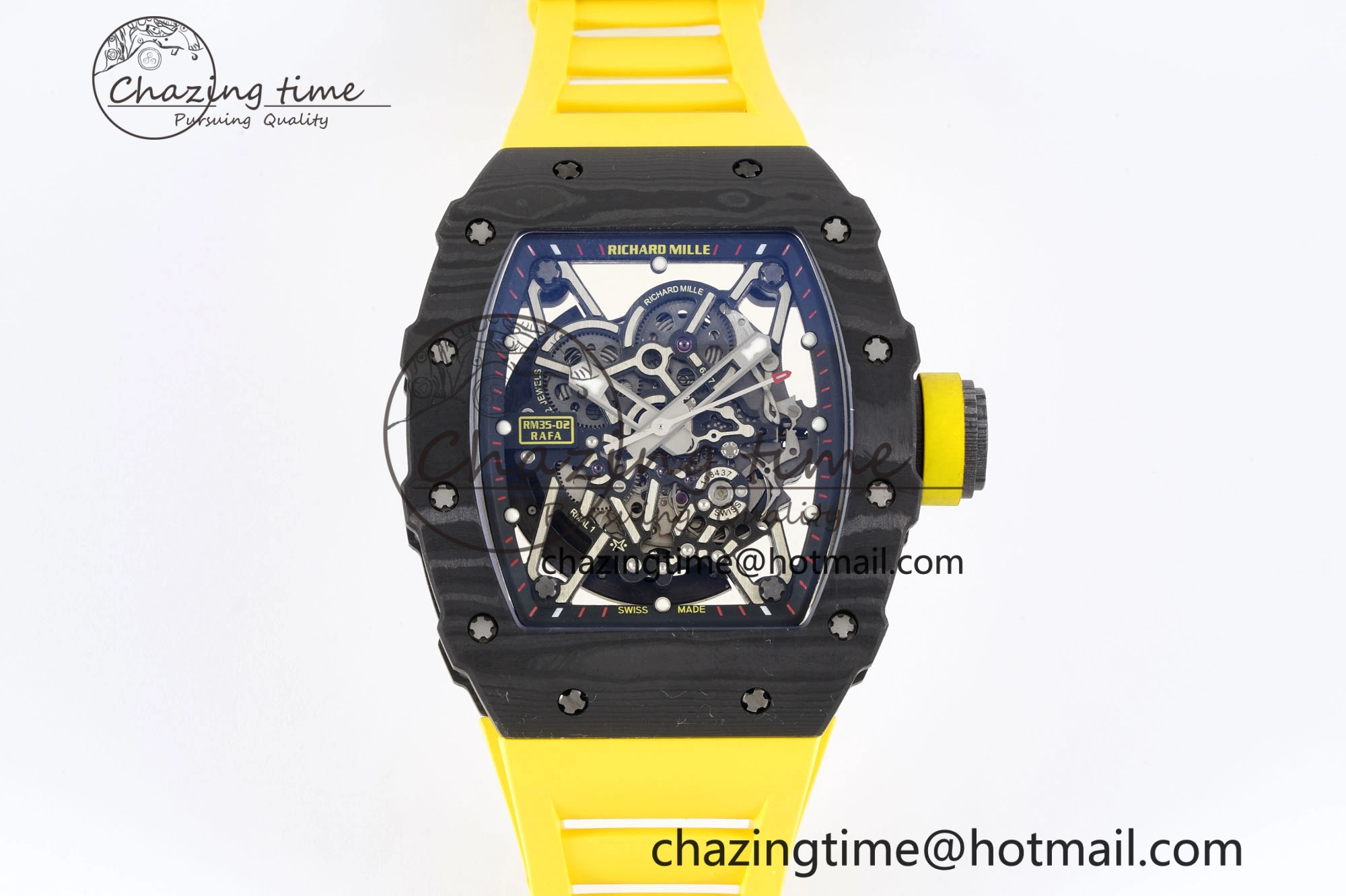 RM035-02 Real NTPT ZF 1:1 Best Edition Skeleton Dial on Yellow Rubber Strap NH05A V3+