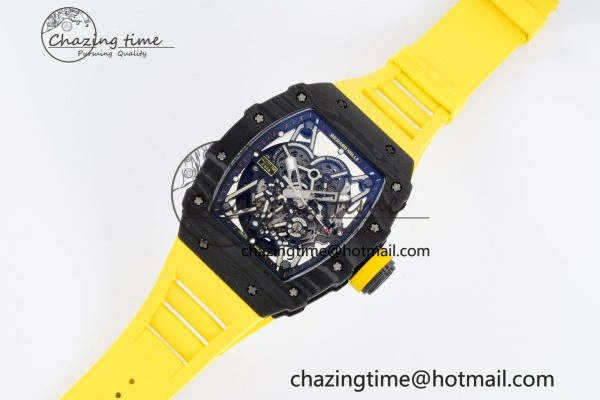RM035-02 Real NTPT ZF 1:1 Best Edition Skeleton Dial on Yellow Rubber Strap NH05A V3+