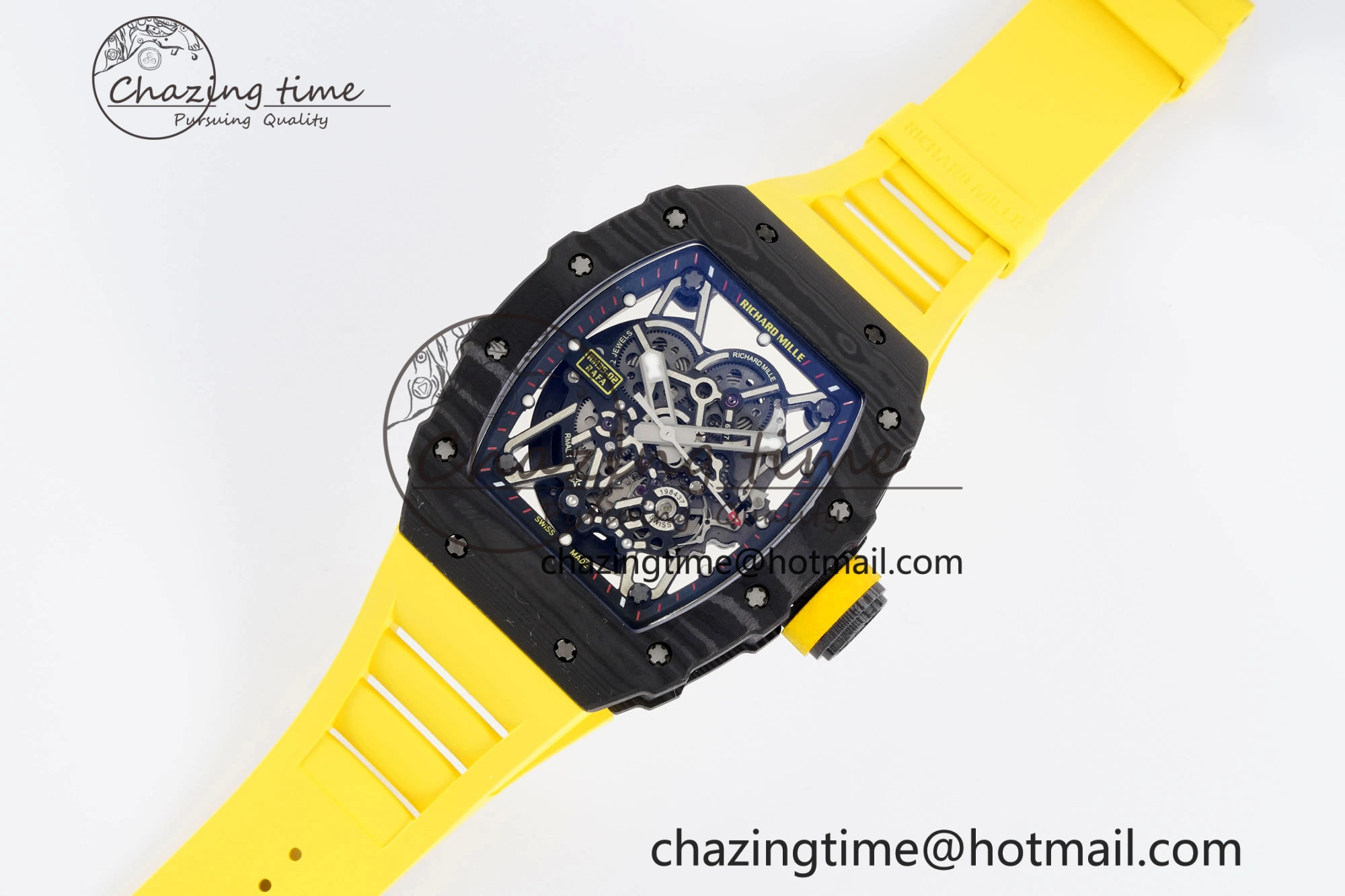 RM035-02 Real NTPT ZF 1:1 Best Edition Skeleton Dial on Yellow Rubber Strap NH05A V3+