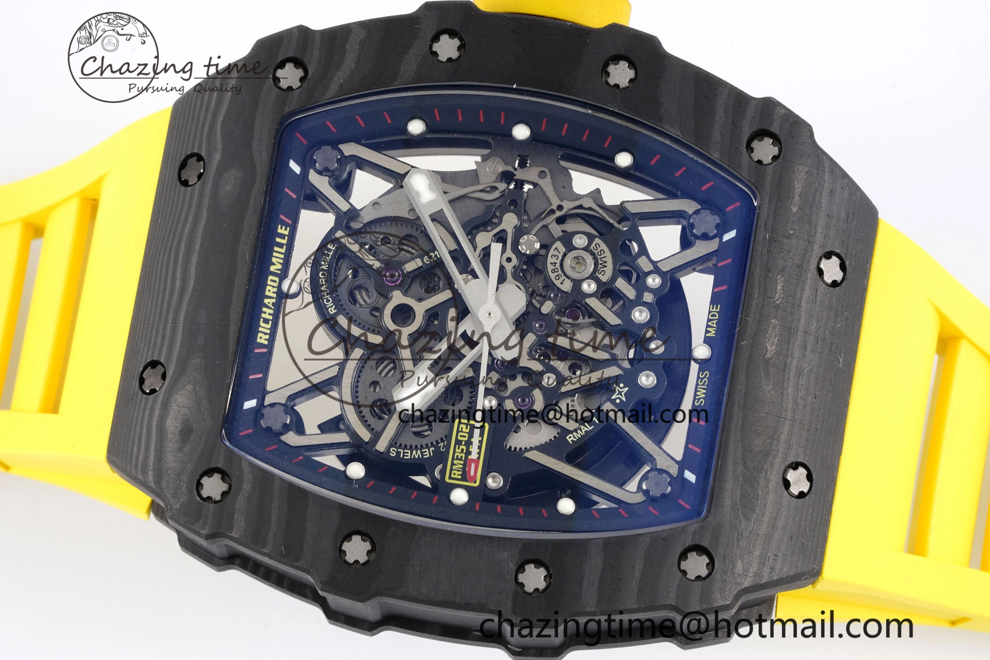 RM035-02 Real NTPT ZF 1:1 Best Edition Skeleton Dial on Yellow Rubber Strap NH05A V3+