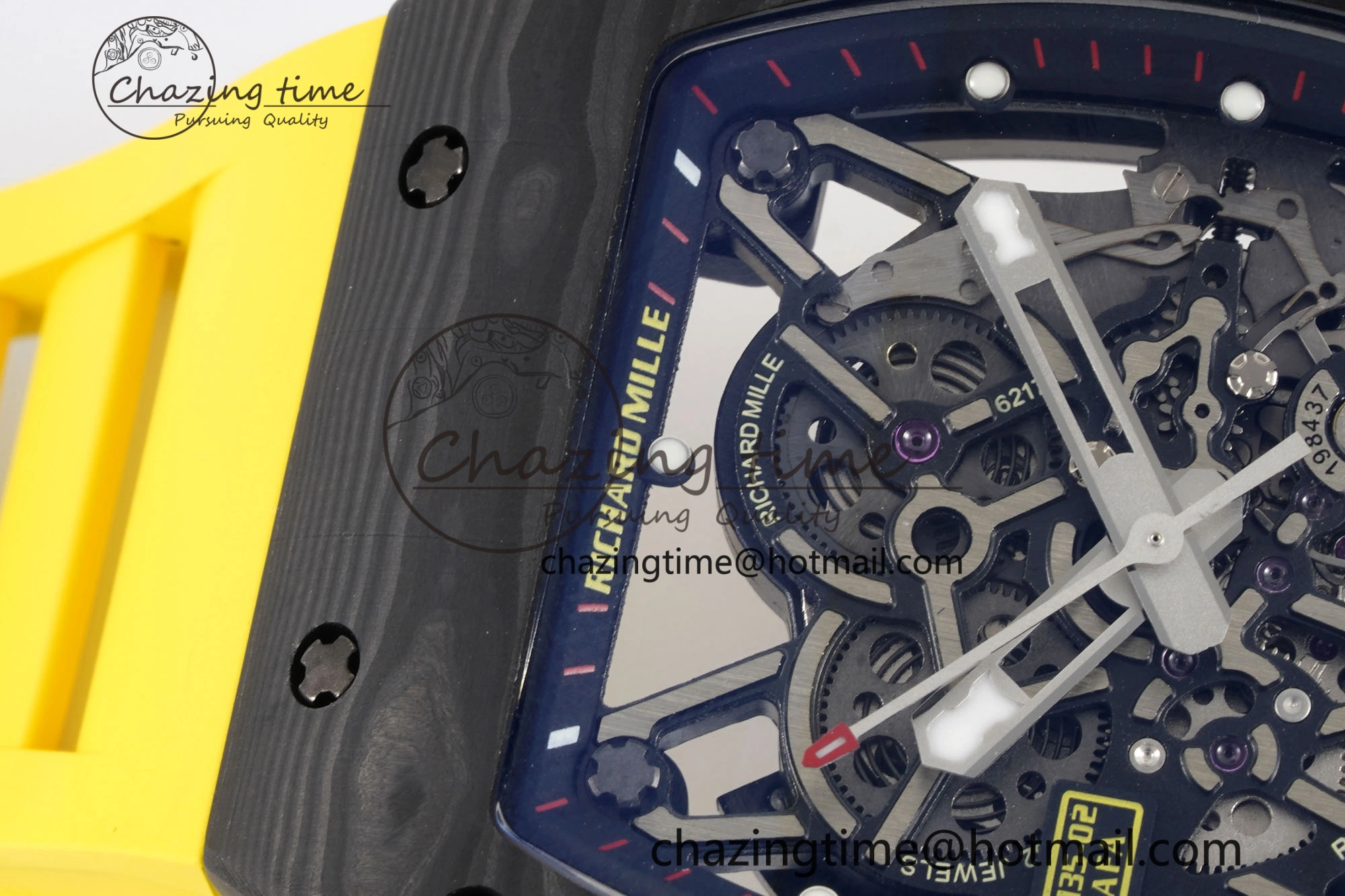 RM035-02 Real NTPT ZF 1:1 Best Edition Skeleton Dial on Yellow Rubber Strap NH05A V3+