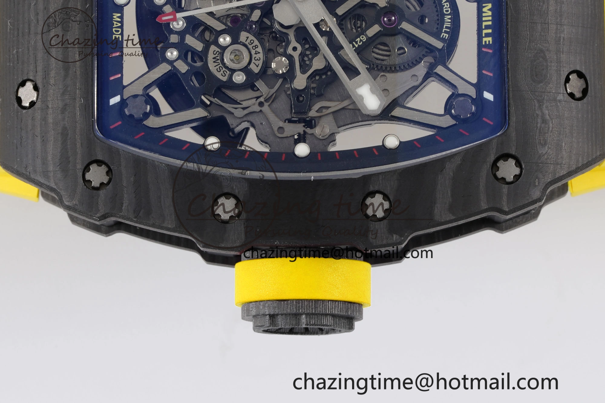 RM035-02 Real NTPT ZF 1:1 Best Edition Skeleton Dial on Yellow Rubber Strap NH05A V3+