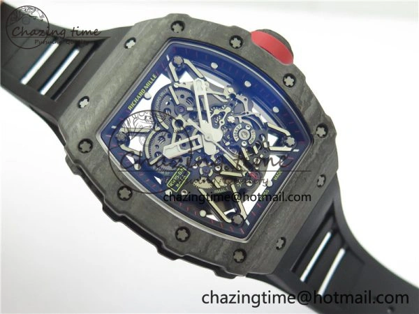 RM035-02 Real NTPT ZF All in One movement 1:1 Best Edition Skeleton Dial on Black Rubber Strap V4
