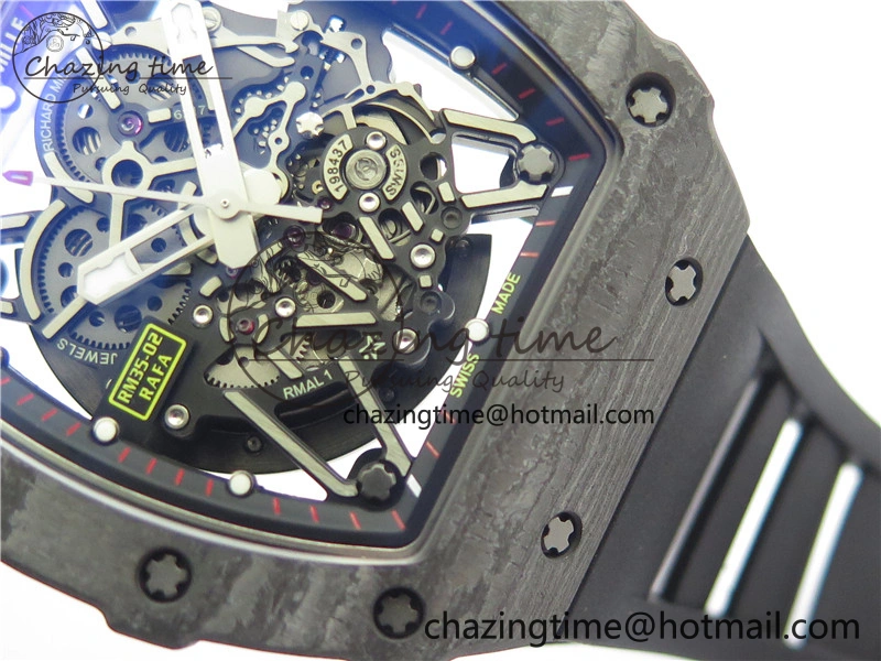RM035-02 Real NTPT ZF All in One movement 1:1 Best Edition Skeleton Dial on Black Rubber Strap V4