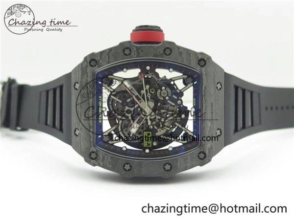RM035-02 Real NTPT ZF All in One movement 1:1 Best Edition Skeleton Dial on Black Rubber Strap V4