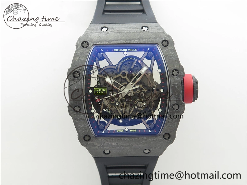 RM035-02 Real NTPT ZF All in One movement 1:1 Best Edition Skeleton Dial on Black Rubber Strap V4