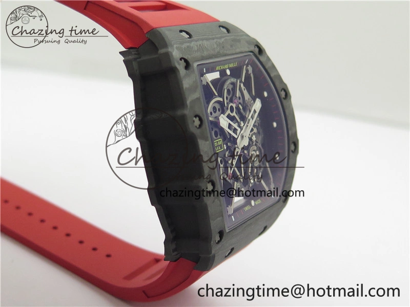RM035-02 Real NTPT ZF All in One movement 1:1 Best Edition Skeleton Dial on Red Rubber Strap V4