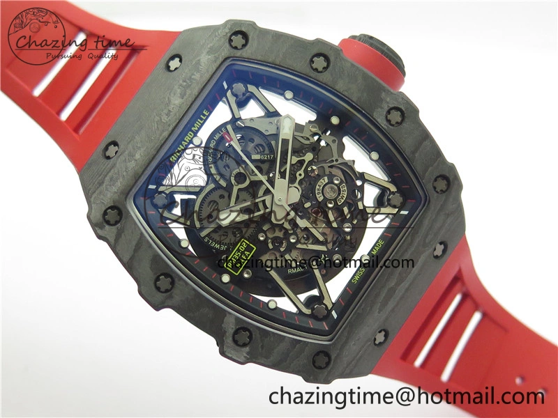 RM035-02 Real NTPT ZF All in One movement 1:1 Best Edition Skeleton Dial on Red Rubber Strap V4