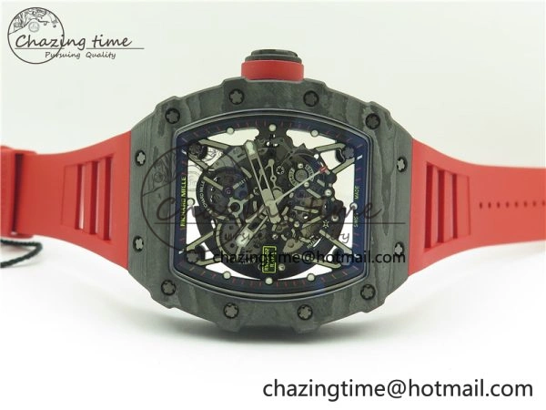RM035-02 Real NTPT ZF All in One movement 1:1 Best Edition Skeleton Dial on Red Rubber Strap V4