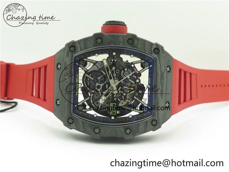 RM035-02 Real NTPT ZF All in One movement 1:1 Best Edition Skeleton Dial on Red Rubber Strap V4