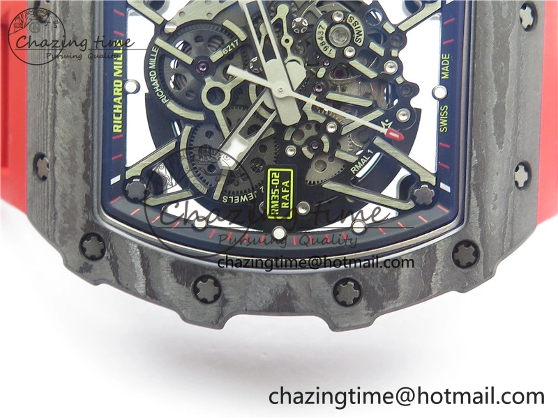 RM035-02 Real NTPT ZF All in One movement 1:1 Best Edition Skeleton Dial on Red Rubber Strap V4