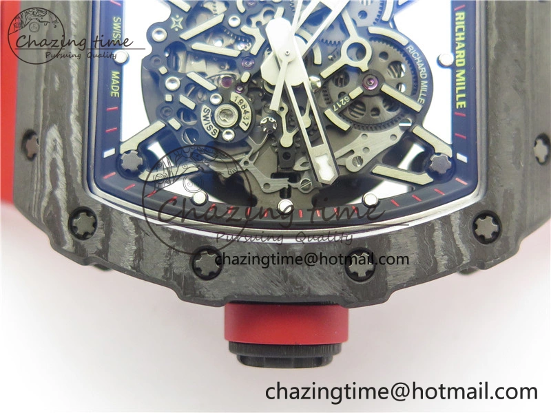 RM035-02 Real NTPT ZF All in One movement 1:1 Best Edition Skeleton Dial on Red Rubber Strap V4