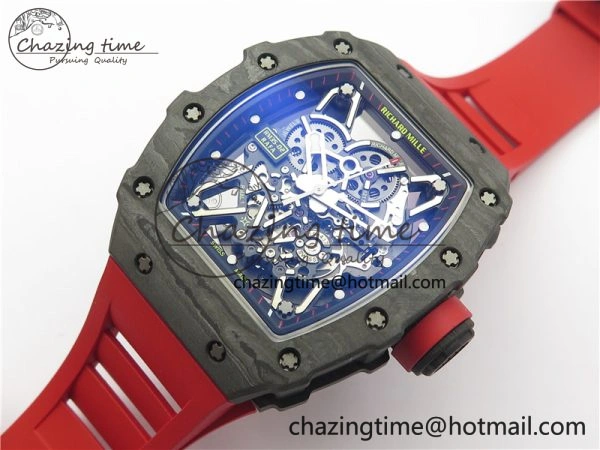 RM035-02 Real NTPT ZF All in One movement 1:1 Best Edition Skeleton Dial on Red Rubber Strap V4