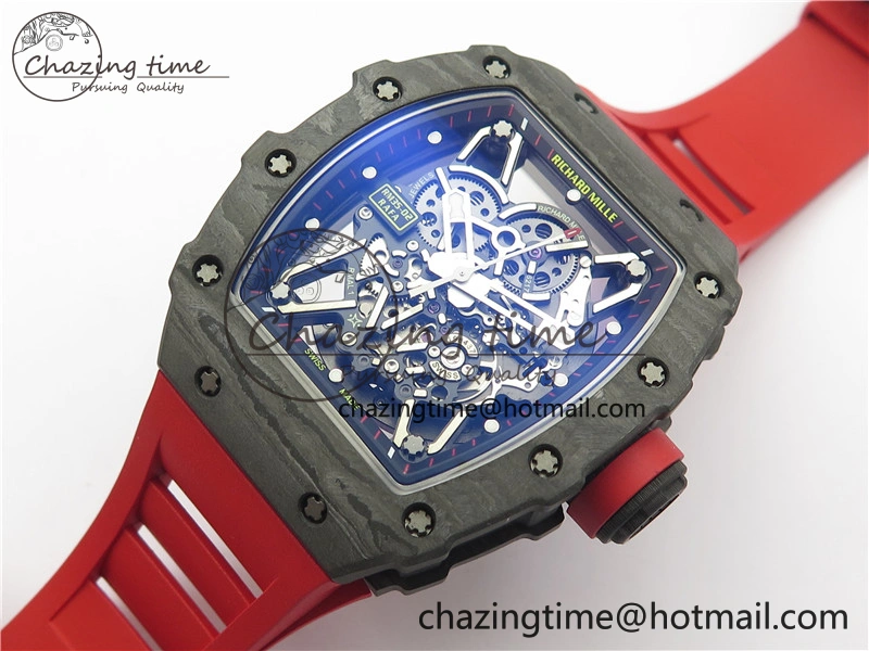 RM035-02 Real NTPT ZF All in One movement 1:1 Best Edition Skeleton Dial on Red Rubber Strap V4