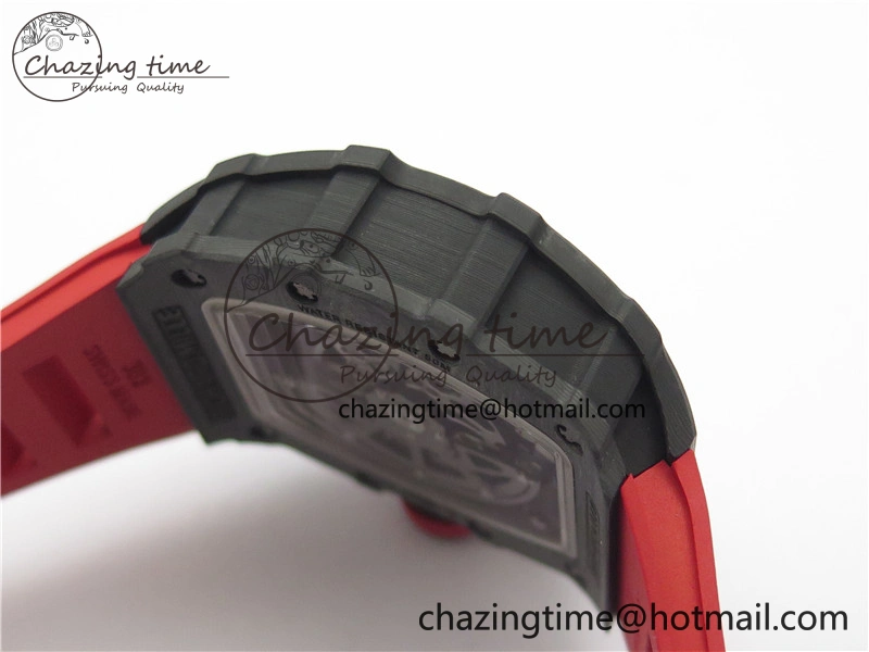 RM035-02 Real NTPT ZF All in One movement 1:1 Best Edition Skeleton Dial on Red Rubber Strap V4