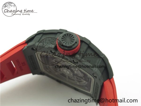 RM035-02 Real NTPT ZF All in One movement 1:1 Best Edition Skeleton Dial on Red Rubber Strap V4