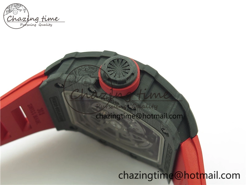 RM035-02 Real NTPT ZF All in One movement 1:1 Best Edition Skeleton Dial on Red Rubber Strap V4