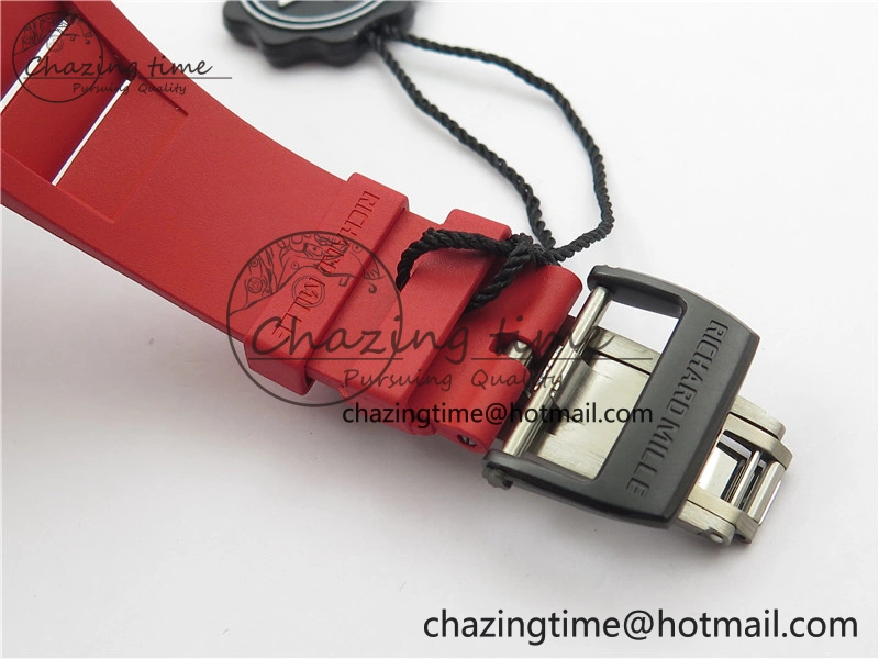 RM035-02 Real NTPT ZF All in One movement 1:1 Best Edition Skeleton Dial on Red Rubber Strap V4