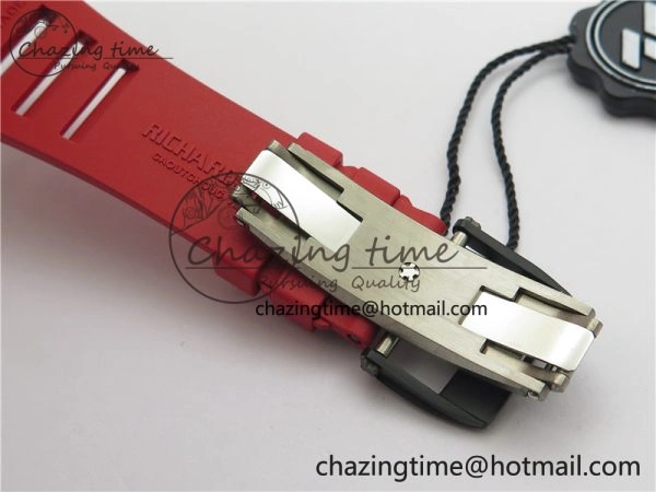 RM035-02 Real NTPT ZF All in One movement 1:1 Best Edition Skeleton Dial on Red Rubber Strap V4