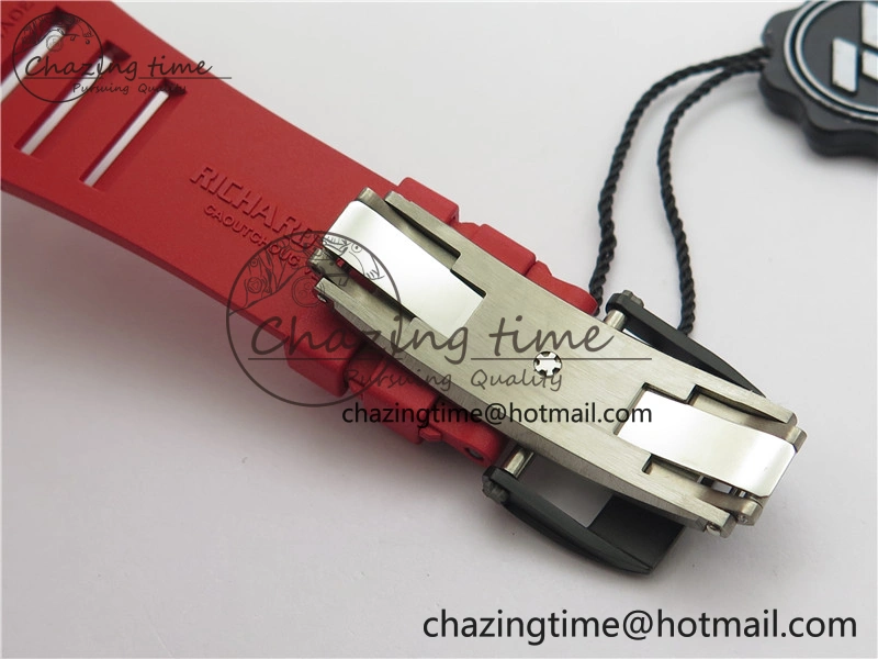 RM035-02 Real NTPT ZF All in One movement 1:1 Best Edition Skeleton Dial on Red Rubber Strap V4