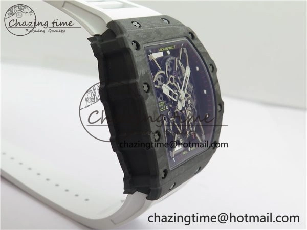 RM035-02 Real NTPT ZF All in One movement 1:1 Best Edition Skeleton Dial on White Rubber Strap V4