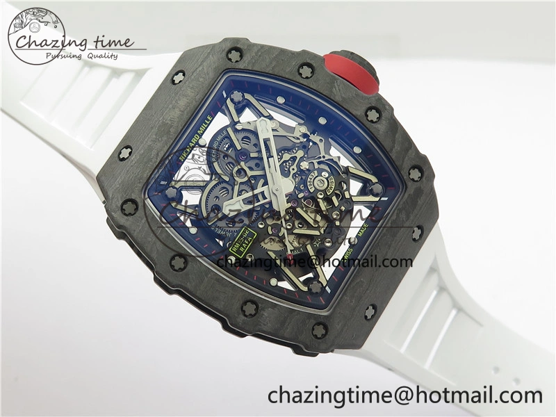 RM035-02 Real NTPT ZF All in One movement 1:1 Best Edition Skeleton Dial on White Rubber Strap V4