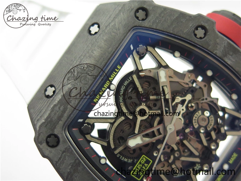 RM035-02 Real NTPT ZF All in One movement 1:1 Best Edition Skeleton Dial on White Rubber Strap V4