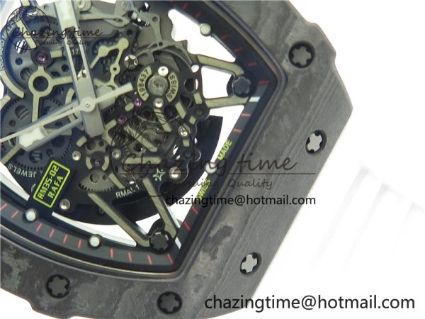 RM035-02 Real NTPT ZF All in One movement 1:1 Best Edition Skeleton Dial on White Rubber Strap V4