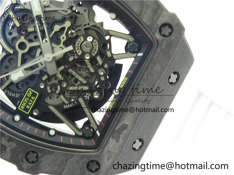RM035-02 Real NTPT ZF All in One movement 1:1 Best Edition Skeleton Dial on White Rubber Strap V4