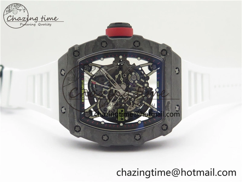 RM035-02 Real NTPT ZF All in One movement 1:1 Best Edition Skeleton Dial on White Rubber Strap V4
