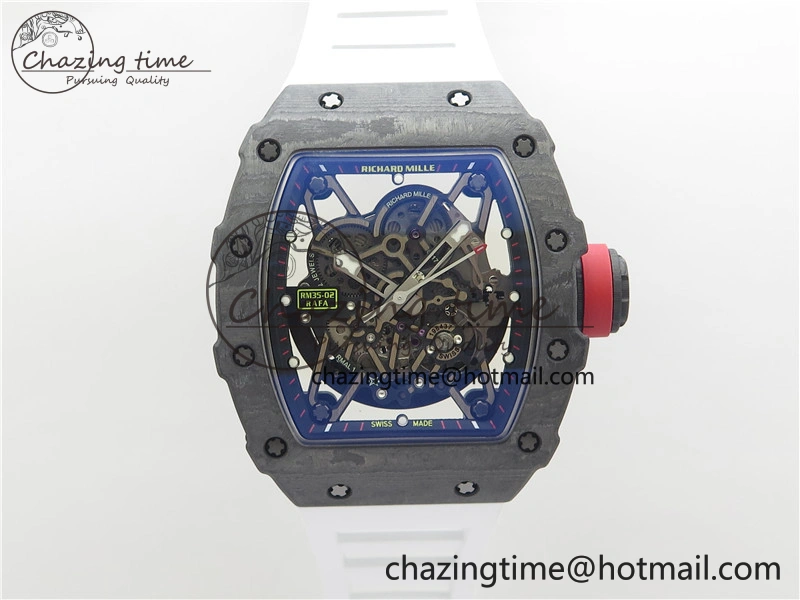 RM035-02 Real NTPT ZF All in One movement 1:1 Best Edition Skeleton Dial on White Rubber Strap V4