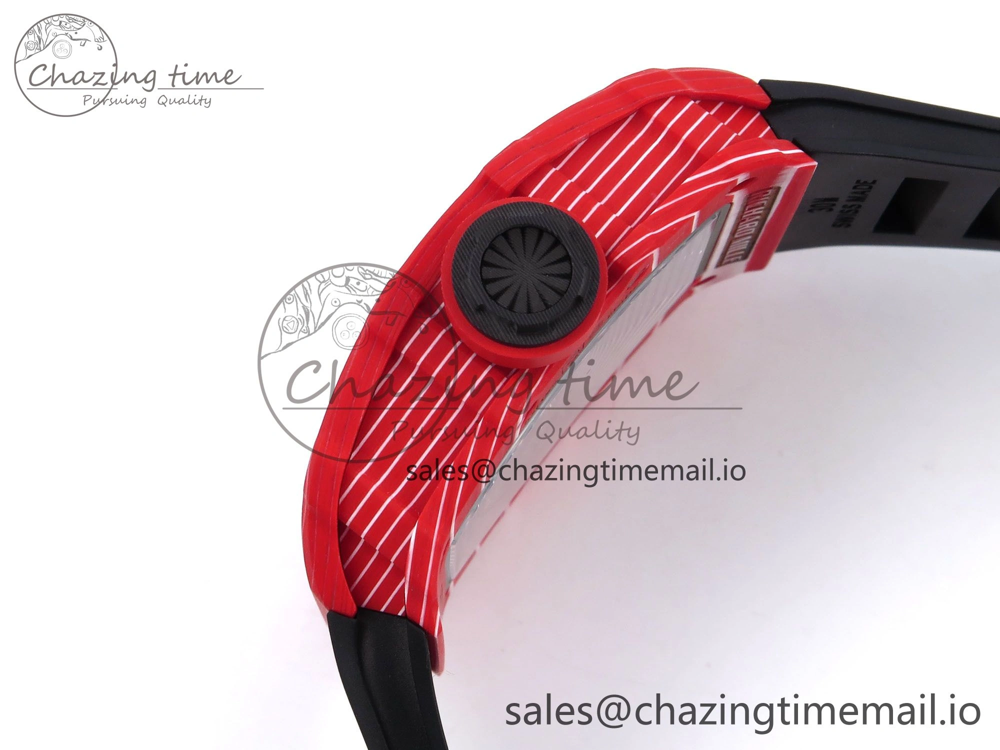 RM035-02 Red NTPT ZF 1:1 Best Edition Skeleton Dial on Black Rubber Strap RMAL1 Super Clone V6